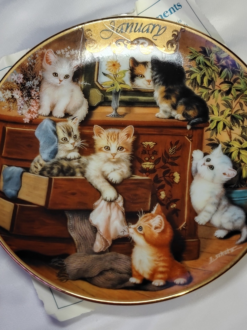 " January " Kittens Collector Plate - COA